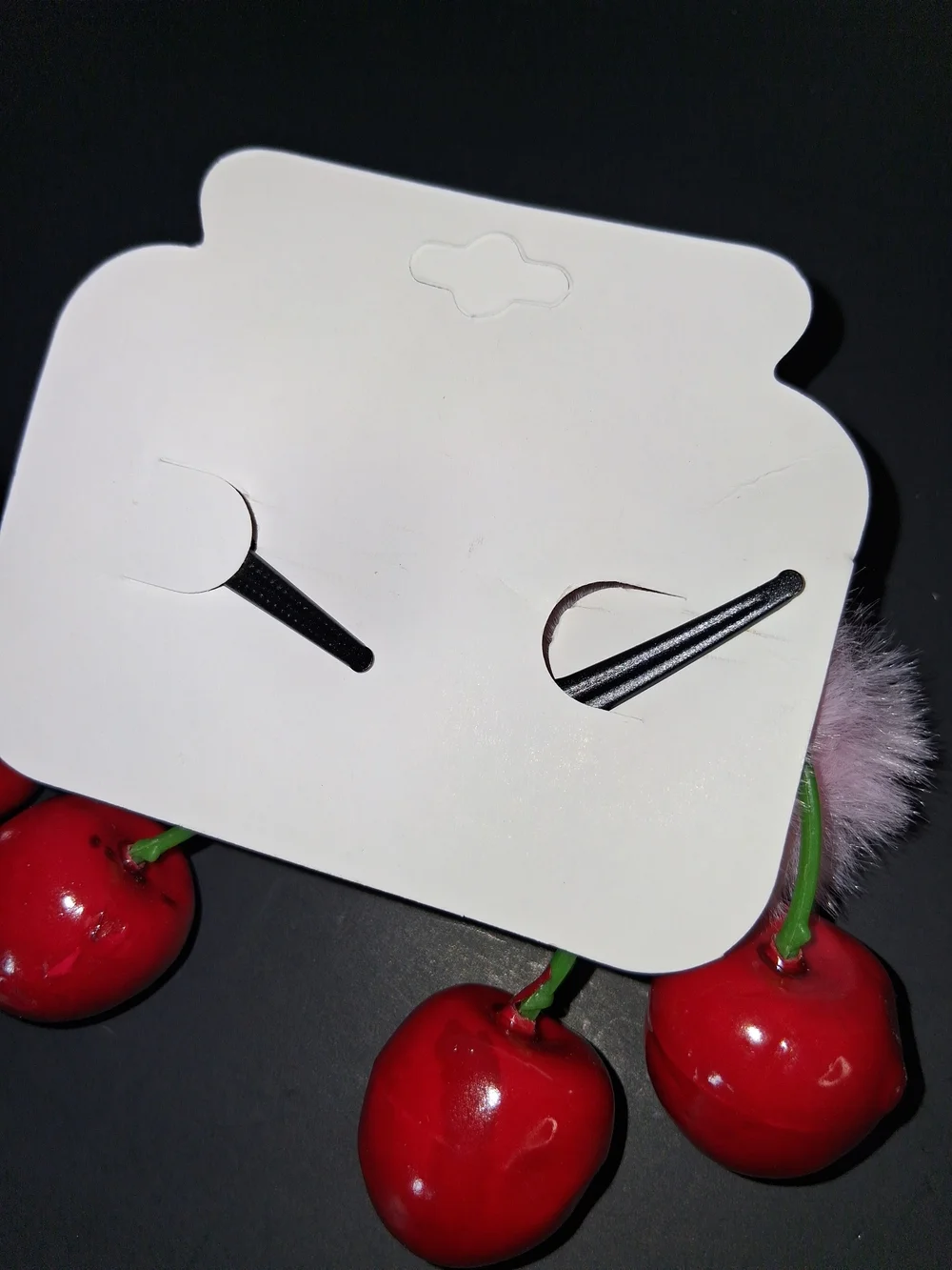 Pink Pom Pom Cherry Hair Clips - Set of 2
